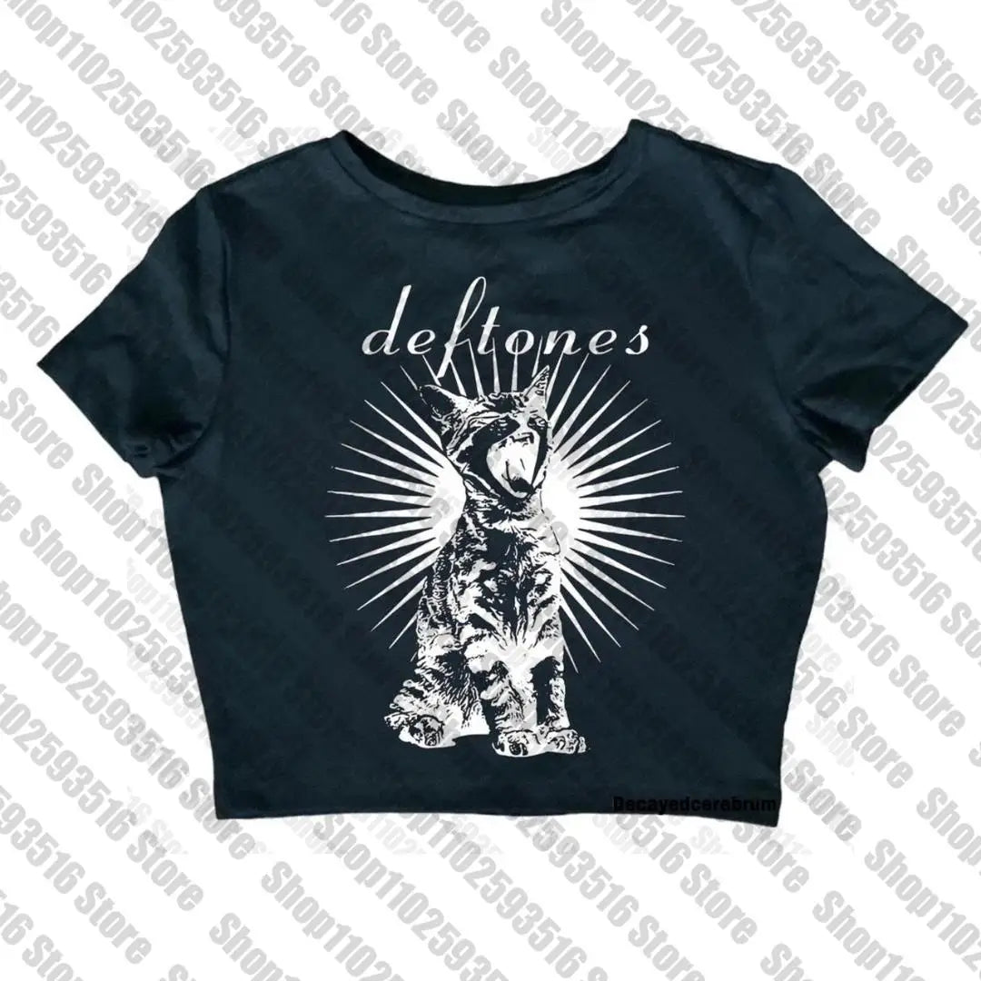 NU: Punk Y2K Baby Tee Short Sleeve Top Gothic Street T-shirt Women's Star Cat Print Black T-shirt Women's Summer Top Emo Rock Girls'