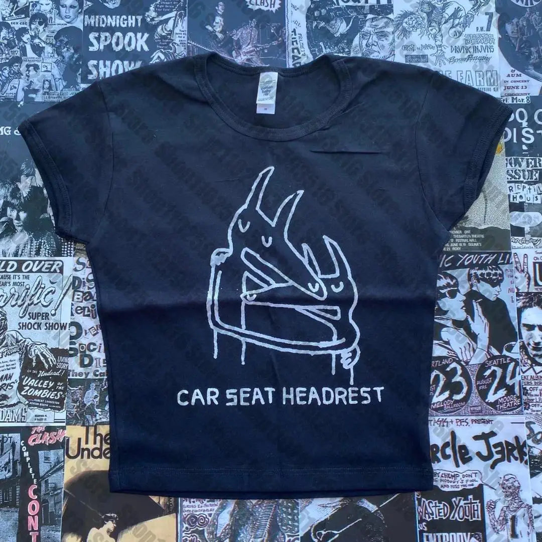 NU: Punk Y2K Baby Tee Short Sleeve Top Gothic Street T-shirt Women's Star Cat Print Black T-shirt Women's Summer Top Emo Rock Girls'